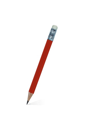 Red wooden pencil isolated on a white background.の写真素材