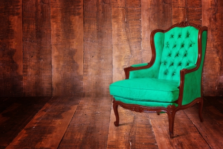 Luxury green sofa in the background of the wood.の写真素材