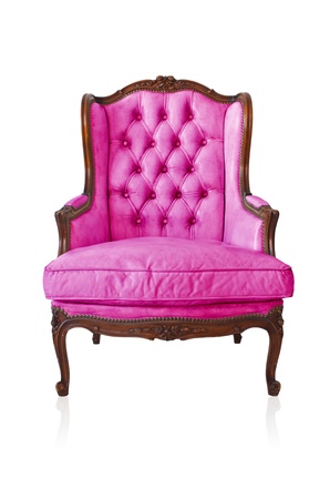 Pink vintage style sofa isolated on white background.の写真素材
