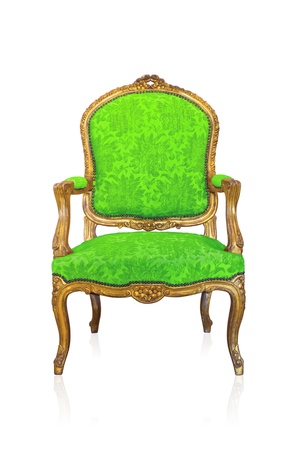 Green vintage style sofa isolated on white background.の写真素材