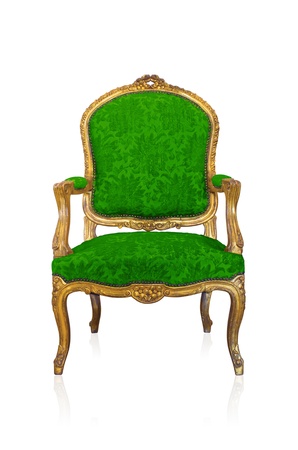 Green vintage style sofa isolated on white background の写真素材