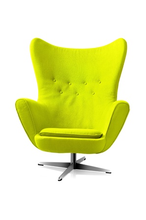 Yellow modern style chair isolated a white background の写真素材