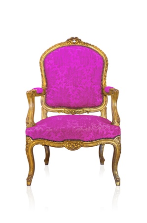Pink vintage style sofa isolated on white background の写真素材
