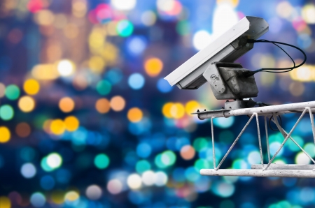 Security camera detects the movement of traffic. Skyscraper rooftop.の写真素材