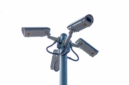 Check the movement of the traffic cameras. Isolated on white.の写真素材