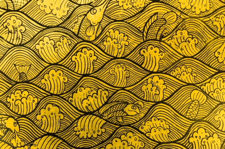 Waves paintings golden stripes. For background, Public Domain.の写真素材