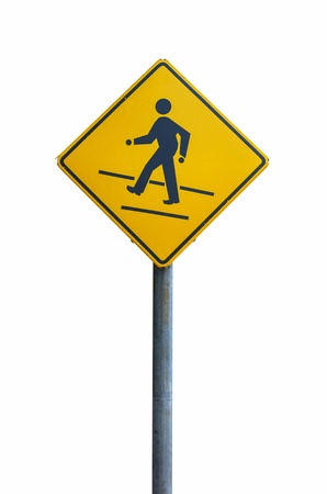 Sign across the road, isolated on white with clipping path.の写真素材