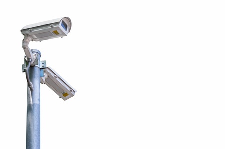 Check the movement of the traffic cameras. isolated on white with clipping path.の写真素材