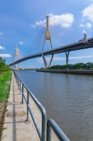 Elevated expressway. The curve of suspension bridge, Thailand.の写真素材
