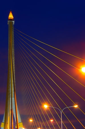 BANGKOK, THAILAND-APRIL 28:The Rama VIII Bridge, one of Thailand most famous bridges, spanning the river Choa Phraya on APRIL 28 ,2013 in Bangkok, Thailand. のeditorial素材
