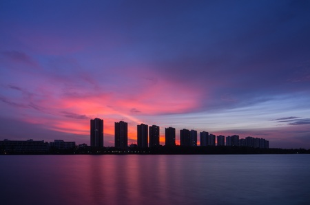 CItyscape modern residential building near the Bangkok sunset sky beautiful.の写真素材
