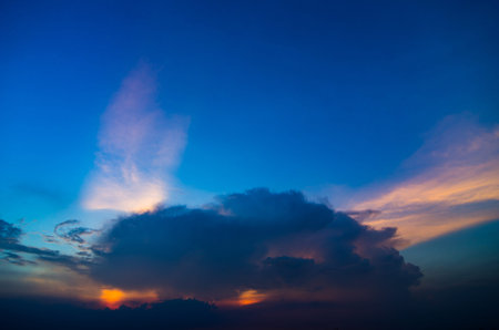 Beautiful sunset sky. For a scene in the background.の写真素材