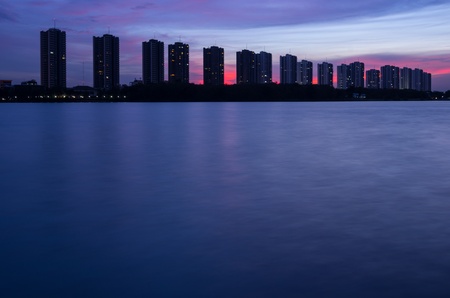 CItyscape modern residential building near the Bangkok sunset sky beautiful.の写真素材