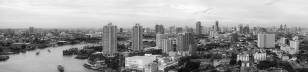 Panorama city scape, modern building Bangkok Business district. 