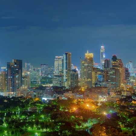 Bangkok cityscape. Bangkok night view in the business district. at dusk.の写真素材