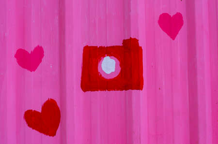 Illustration DSLR  red camera with paint on the walls, Art on the streets の写真素材