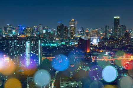 Bangkok cityscape. Bangkok night view in the business district. at dusk.の写真素材