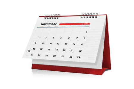 November calendar  is empty Isolated on white background.の写真素材