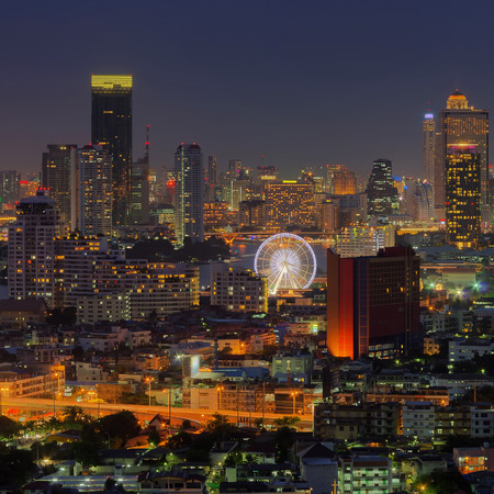 Bangkok cityscape. Bangkok night view in the business district. at dusk.の写真素材