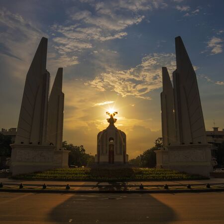 Sunset atop the Democracy Monument. Stunning picture (Bangkok, Thailand).の写真素材
