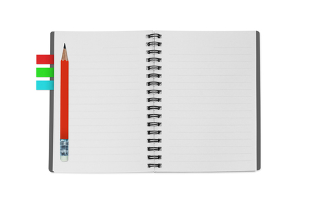 Blank realistic spiral notepad, notebook isolated on white background with clipping paths.の写真素材