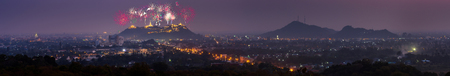 The annual fireworks celebration, Nakhon Khiri Historical Park. Phetchaburi Provinceの写真素材