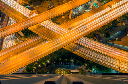 Landscape view of Expressway with a long tail light