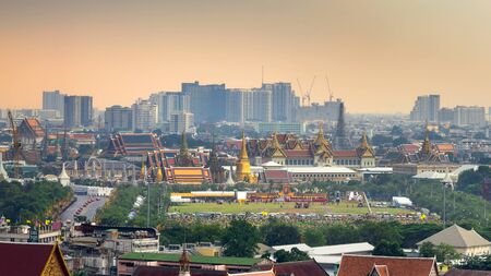BANGKOK, THAILAND - DEC 5, View at Sanam Luang and Grand palace, 5 December 2015. People gathering here to see fireworks and celebrate His Majesty the King's birthday.のeditorial素材