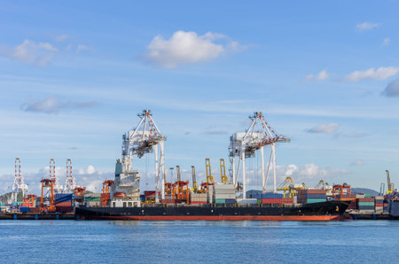 Large container shipping port of Thailand.