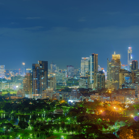 Bangkok cityscape. Bangkok night view in the business district. at dusk.の写真素材