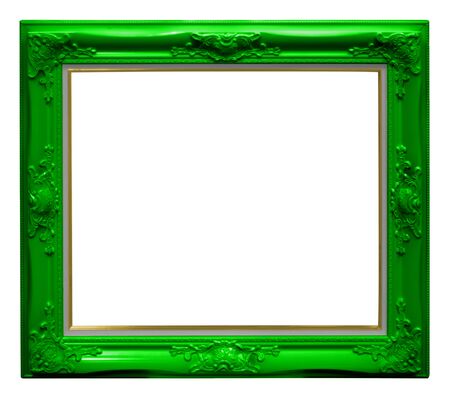 Luxury green frame isolated on white background with clipping paths.の写真素材