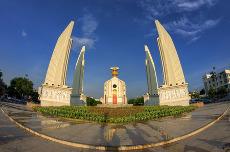 The Democracy Monument beautiful sky There is a foreground flowers (Bangkok, Thailand).の写真素材