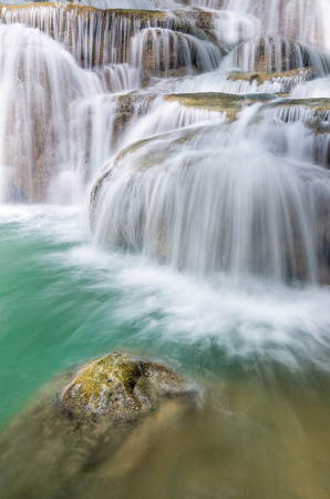 Landscape Huai Mae Kamin waterfall Srinakarin Dam in Kanchanaburi, Thailand.の写真素材