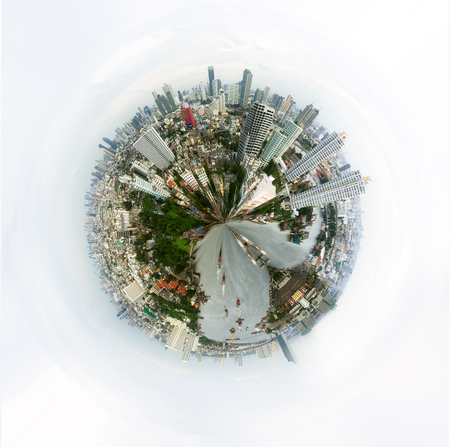 Concept Planet Bangkok - Building the business district of Bangkok on a small planet daytime.の写真素材