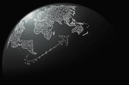 Social Network connection concept on black background for overlay.の写真素材