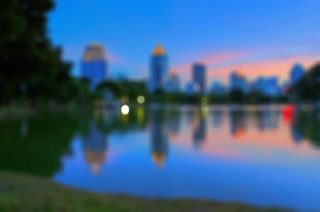 Blurred lights from the top view of skyscrapers, Bangkok.の写真素材