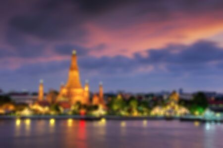 Blurred lights of Temple of down, Thailand.の写真素材