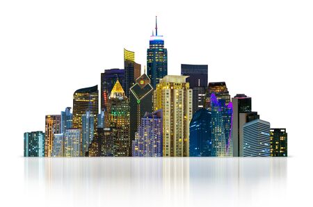 Modern high-rise buildings Isolated on white background, with clipping path.の写真素材