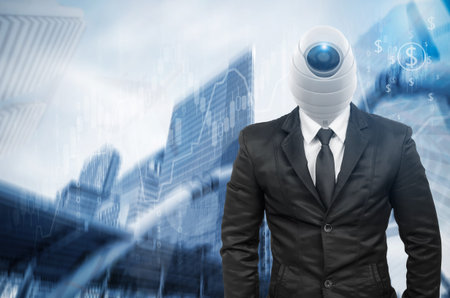 Security camera detects the movement of traffic. Skyscraper rooftop.の写真素材