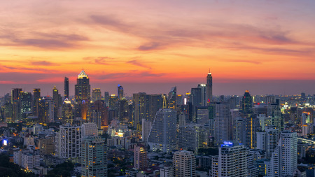 Bangkok skyline panorama before sunset, Thailand.の写真素材