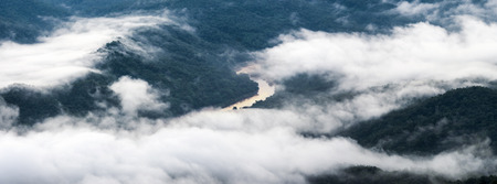Nan River at dawn Viewpoint Doi Samer Dao - Si Nan National Park, Na Noi, Nan.の写真素材