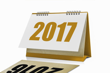 Happy New Year 2017 desktop calendar isolated with clipping path.