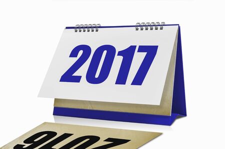 Happy New Year 2017 desktop calendar isolated with clipping path.の写真素材