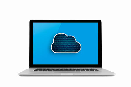 Laptop with cloud concept isolated on white background.の写真素材