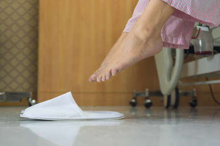 Shoes for patients on the floor in patient rooms, Idea health background.の写真素材