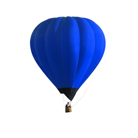 Blue Hot air balloon isolated on white backgroundの写真素材