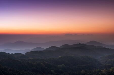Morning view of Doi Luang Chiang Dao from the beautiful Doi Kham Fa viewpoint, Pha Daeng National Park, Chiang Mai Province.の写真素材
