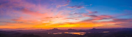 Aerial view over Mae Chang Reservoir, Mae Moh, Lampang, Thailand, panorama - Drone.の写真素材