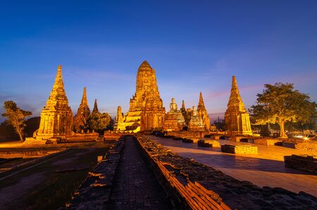 Landscape Ayutthaya Historical Park Stunning sunset sky in Ayutthaya, Thailand.の写真素材