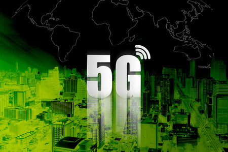 5G Network Internet Mobile, Smart city and communication network, Connect global wireless devices,...